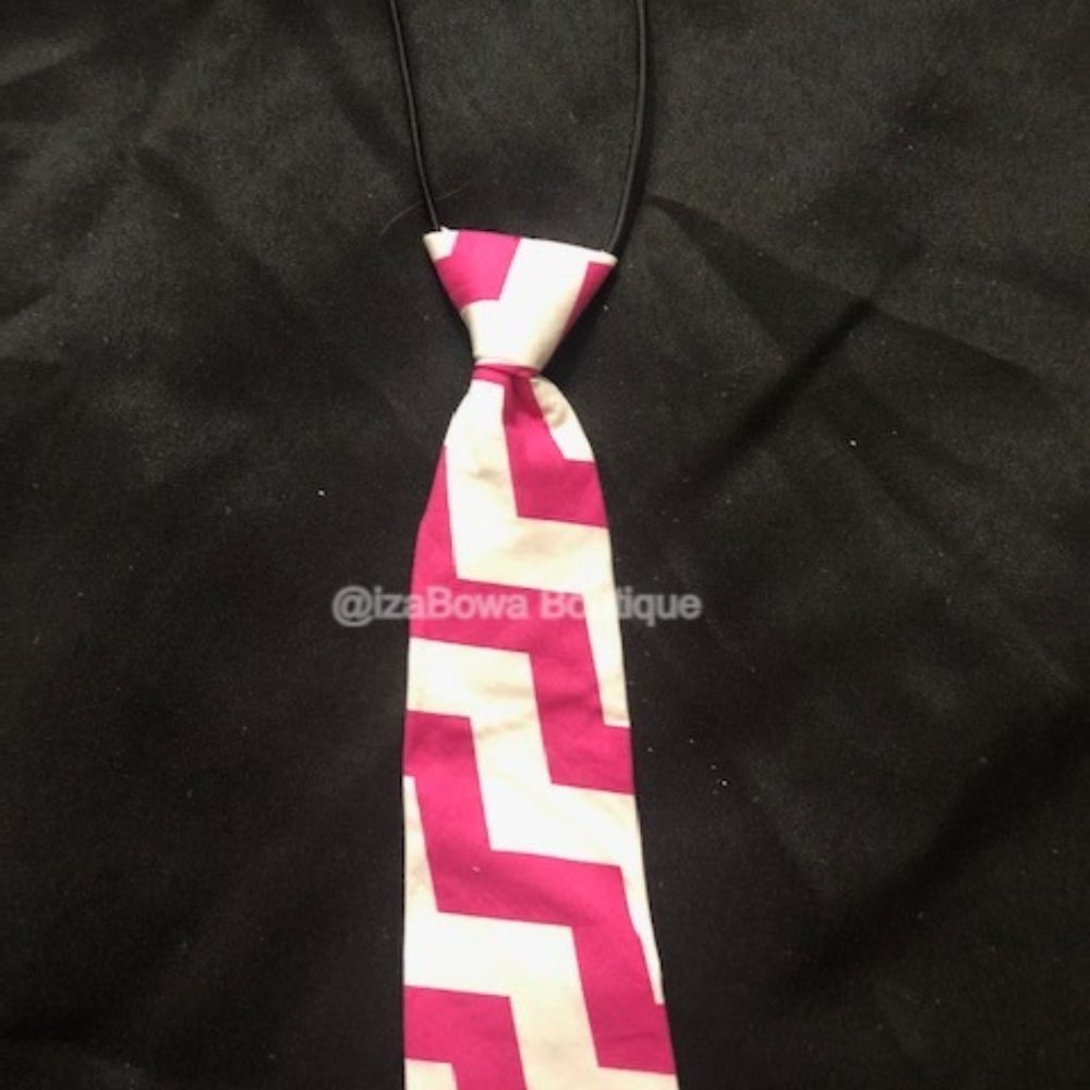 Hot Pink Chevron Print Cotton Tie   =PETS=  T210  NWT Boutique